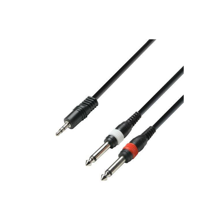 Cable de 3.5 mm stereo a 2 plug 6.3 de 3 MTR
