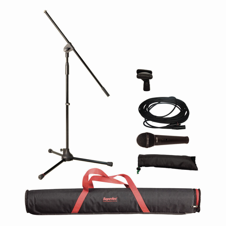 Paquete de Microfono con Stand, Clip y CABLE XLR MSKA(X)