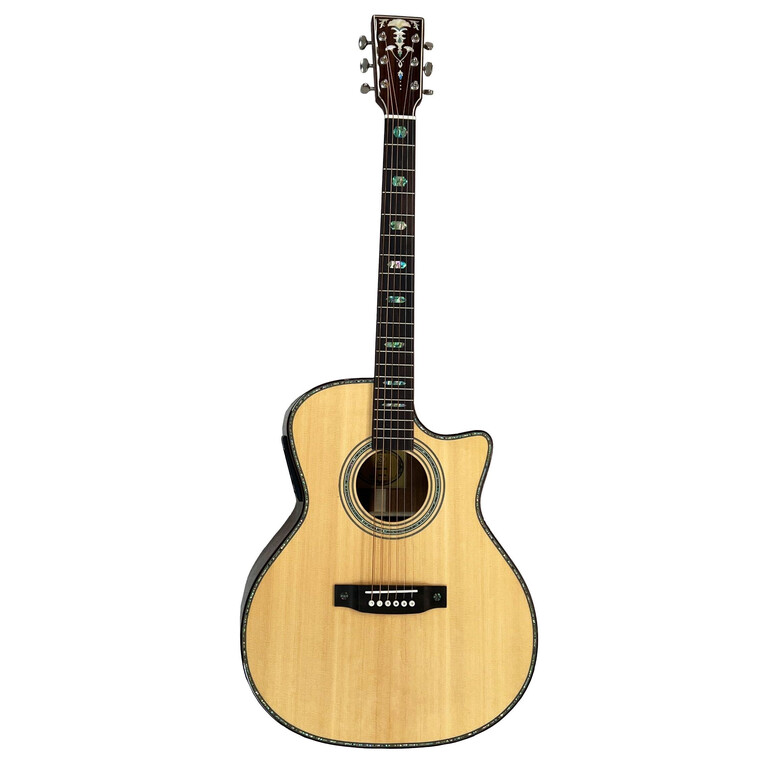 Guitarra Electroacustica Premium AM41 con pantalla táctil, Color: Natural, Version: Con recorte